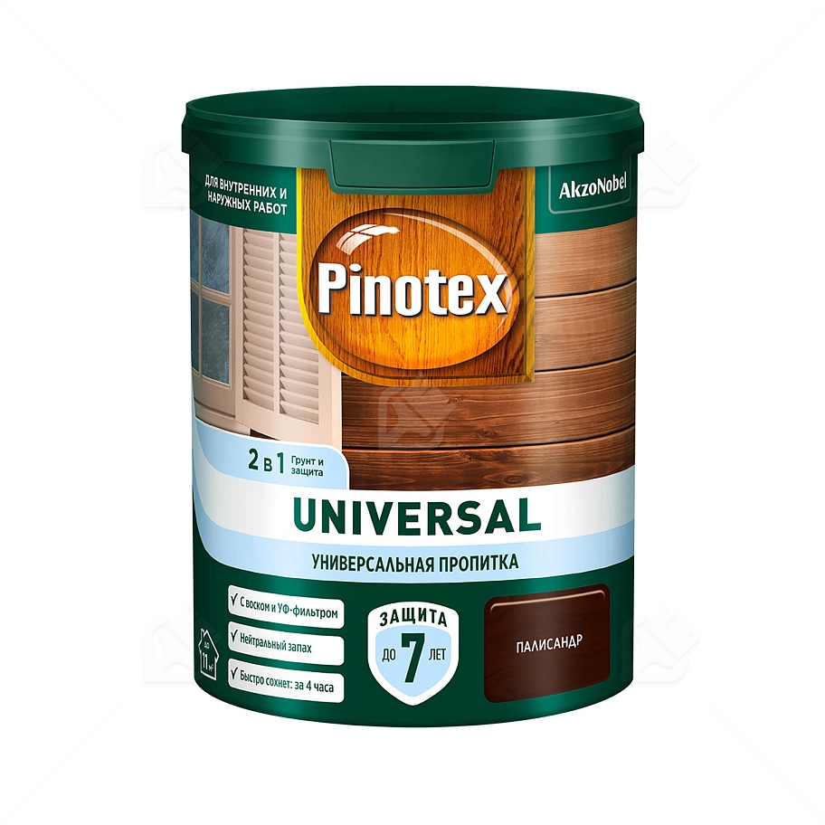 Pinotex Universal 2 в 1 универсальная пропитка для древесины Палисандр 0,9 л