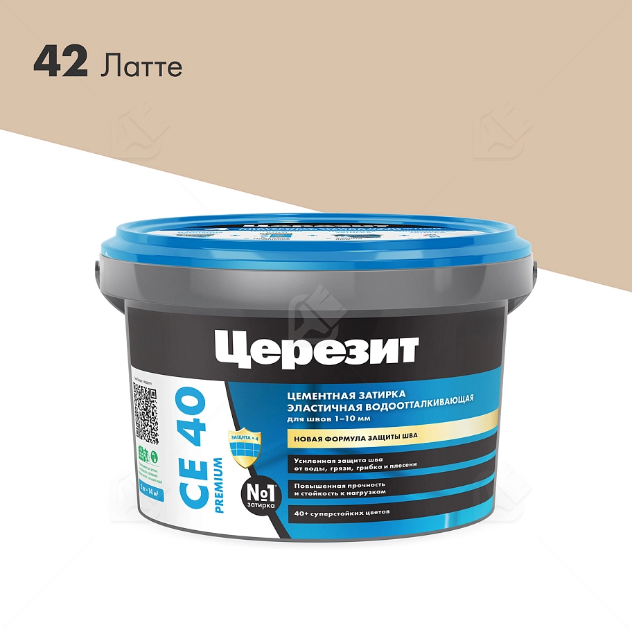 Затирка для швов до 10 мм водоотталкивающая Церезит СЕ 40 Аквасатик 42 латте 2 кг