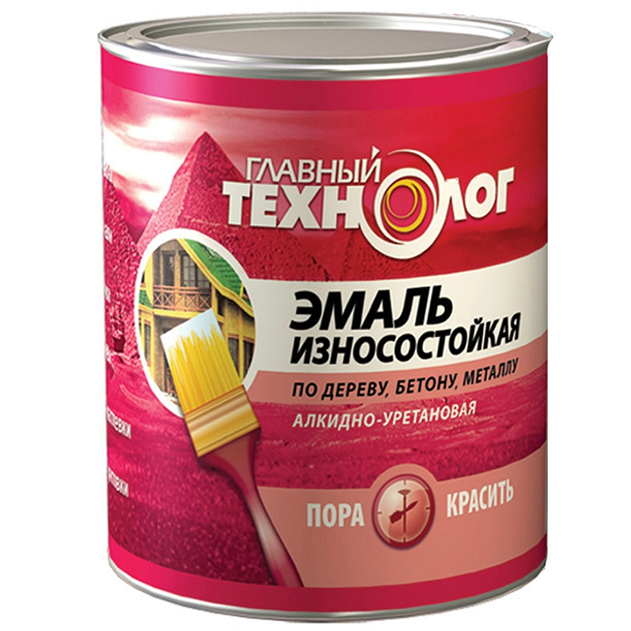 Эмаль универсальная алкидно-уретановая износостойкая Главный Технолог черная 2,1 л.