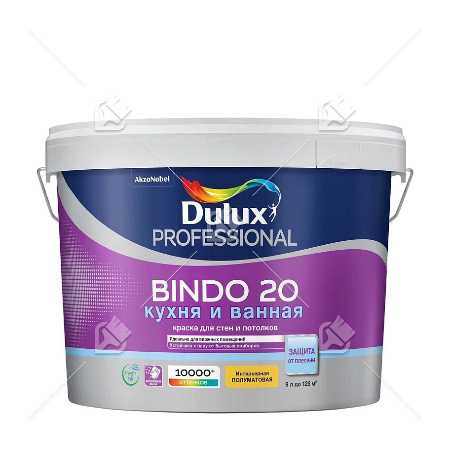 Краска для кухни и ванной латексная Dulux Professional Bindo 20 полуматовая база BW 9 л.