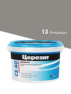 Затирка для швов до 10 мм водоотталкивающая Церезит СЕ 40 Аквасатик 13 антрацит 2 кг