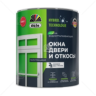 Краска для окон, дверей и откосов Dufa акриловая полуглянцевая база 3 1,75 л