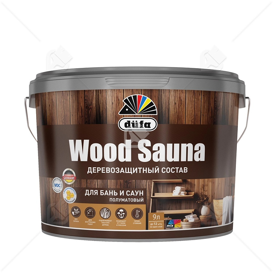 Лак для бань и саун Dufa Wood Sauna 9 л
