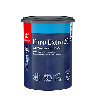 Краска моющаяся для стен и потолков Tikkurila EURO EXTRA 20 A полуматовая 0,9л