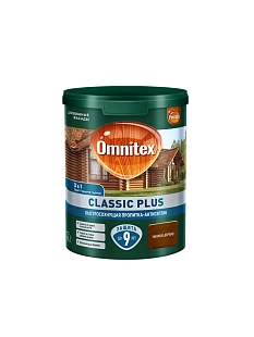 Пропитка декоративная для защиты древесины Omnitex Classic Plus 3 в 1 тиковое дерево 0,9 л