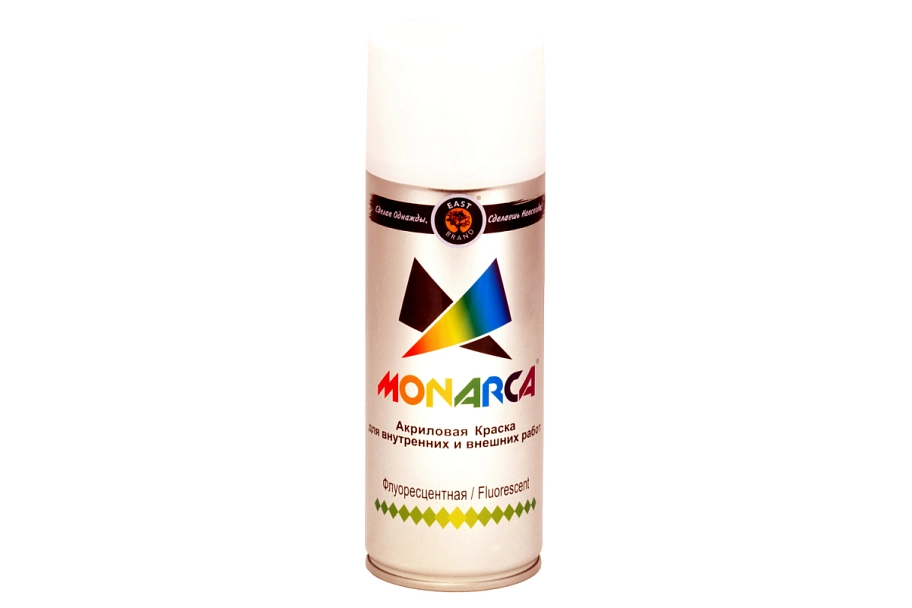 Краска универсальная аэрозольная акриловая Eastbrand Monarca Флуоресцентная белая 520 мл.