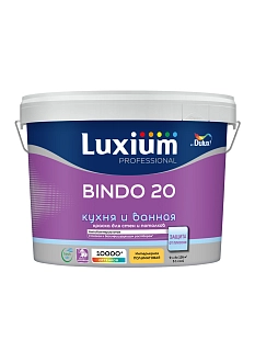 Краска для кухни и ванной Luxium Professional Bindo 20 полуматовая база BW 9 л
