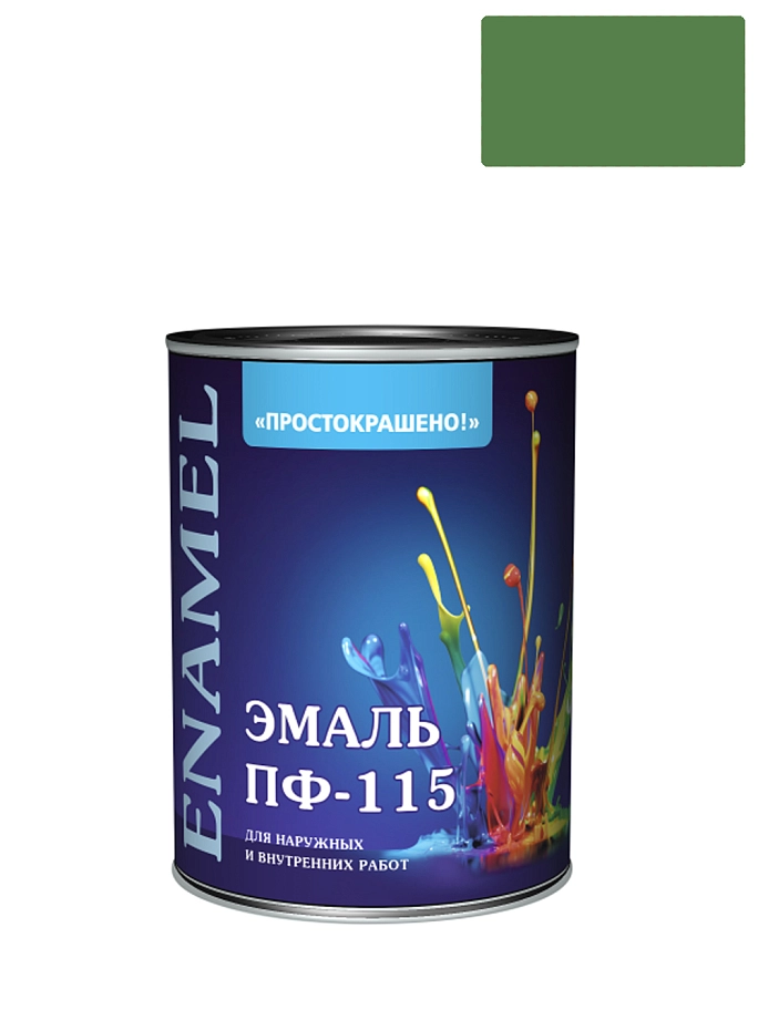Эмаль ПФ-115 универсальная алкидная Простокрашено глянцевая зелёная 1,8 кг