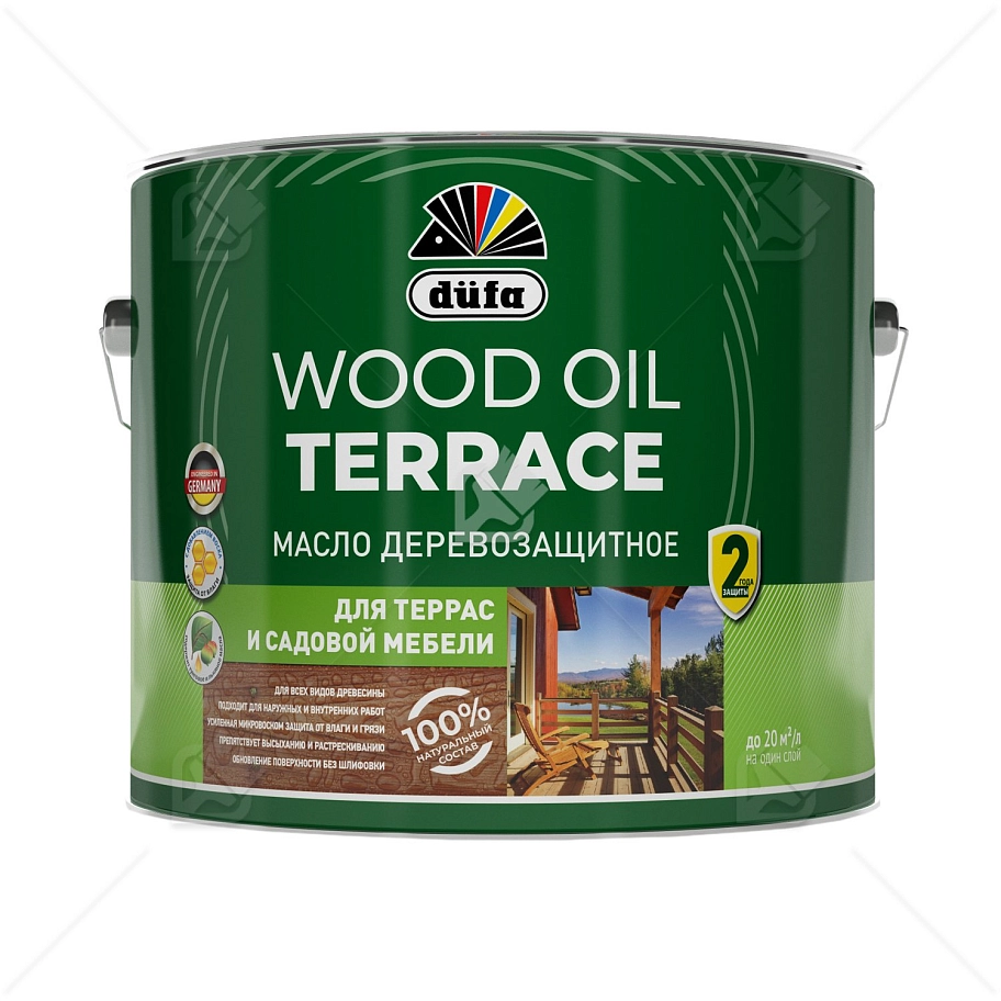 Масло деревозащитное для террас и садовой мебели Dufa Wood Oil Terrace бесцветный 9 л