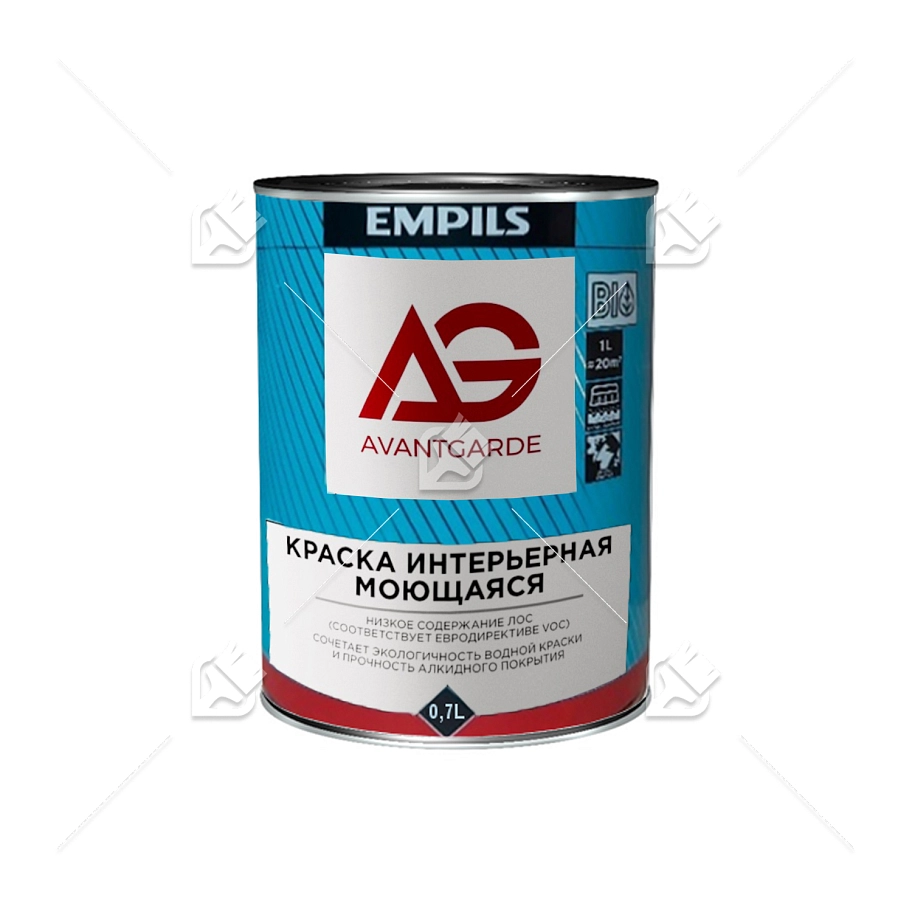 Краска интерьерная моющаяся AvantGarde матовая база А 0,9кг/0,7л