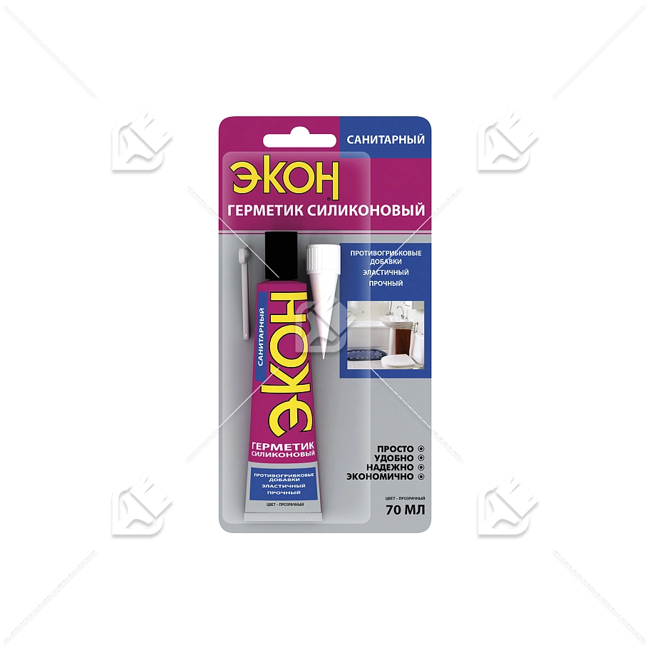 Герметик силиконовый санитарный Экон белый 70 мл.