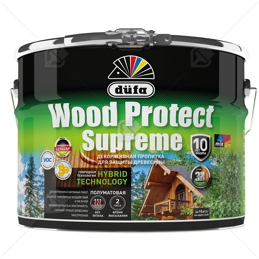 Пропитка декоративная для защиты древесины Dufa Wood Protect Supreme сибирская лиственница 9 л