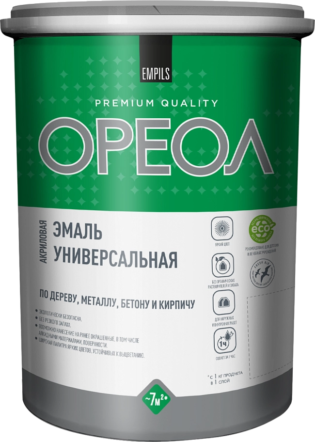 Эмаль универсальная акриловая Ореол матовая белая 3 кг