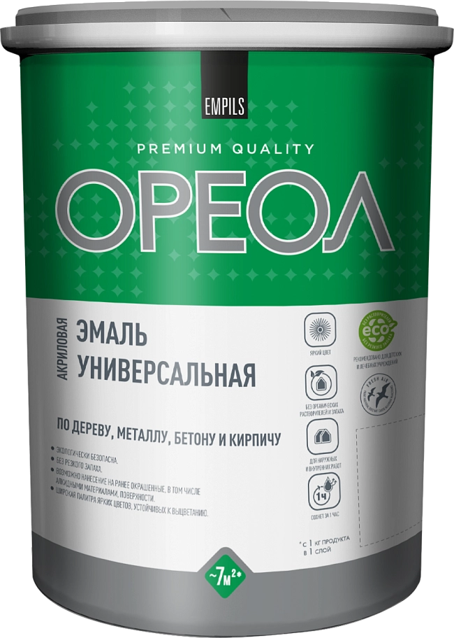 Эмаль универсальная акриловая Ореол матовая белая 1,1 кг