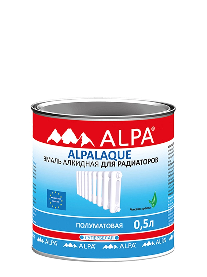 Эмаль для радиаторов Alpa Alpalaque полуматвая белая 0,5 л.